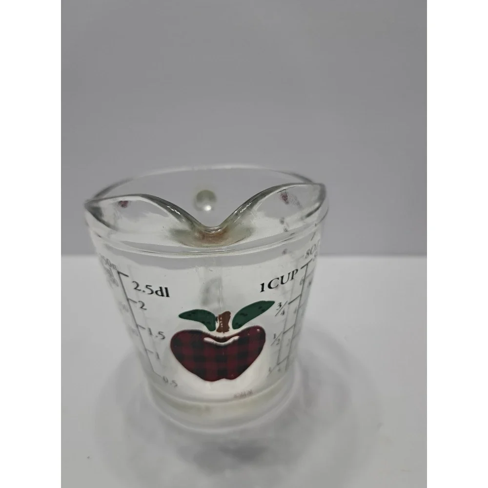 Anchor Hocking glass‎ measuring cup Decorated With Apples cooking kitchenware